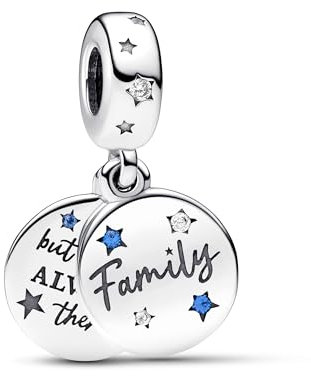 PANDORA Moments Geliebte Familie Doppelter Charm-Anhänger aus Sterling Silber mit Zirkonia, Kompatibel Moments Armbändern, 792987C01