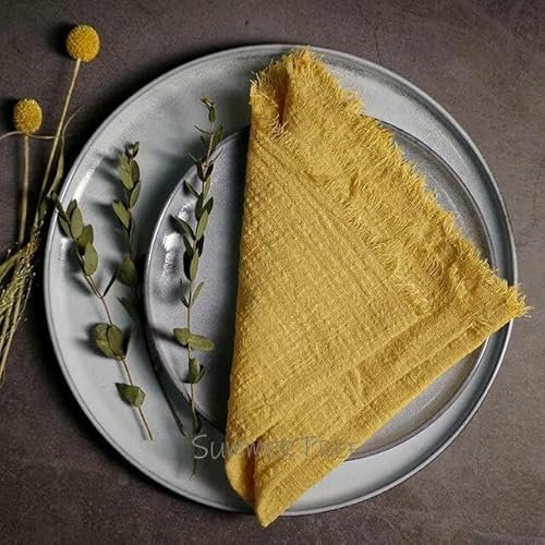 12PCS Servietten Baumwolle Gaze 41cm Serviette Musselin Geschirrtücher Abendessen Retro Gaze Hochzeit Party Rustikale Tisch Dekoration