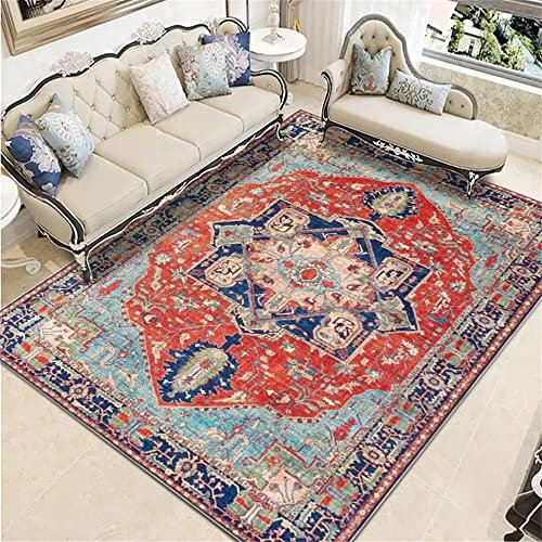 RUGMRZ Kinderzimmer Teppiche Webteppich Retro-Teppich rot und blau mit Muster Heimdekoration Zubehör verschleißfest Schöne Teppich 200X260CM