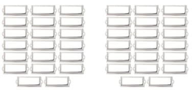 Leisurealeaneag Etikettenhalter mit Metallrahmen, für Schrank, Schublade, Box, Silber, 83 x 30 mm, 20 Stück