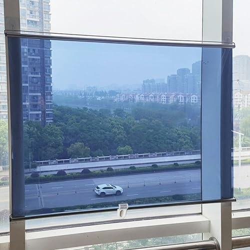 X1NGFU Sonnenschutz Rollo Innen,Sonnenschutz Fenster Verdunkelungrollo,einziehbare Temporäre Jalousien,Sichtschutz,UV Schutz,Ohne Bohren,für Fenster,Schlafzimmer,Breite X Höhe (60cm x 150cm)