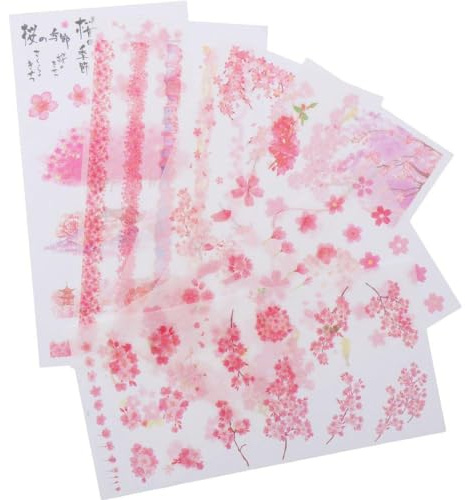 YYlingx 24 Sheets Cherry Blossoms Stickers for Scrapbook and DIY Projects