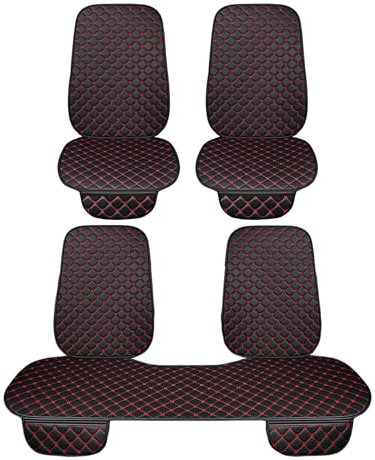 Auto Accessori Lupex Housse de siège 3 pièces Universelle pour Voiture, Protection de siège 2 Avant et 1 arrière | Protector Comfort Automotive Coussin intérieur (PVC - Noir Rouge - 7 pièces)