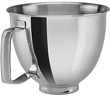OUGPIU Kitchen-Aid Rührschüssel,Edelstahl Schüssel Aufsatz mit Griff Hand, Mixer Schüssel für Rührmaschine Zubehör Schneebesen Knethaken