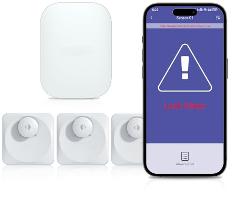 Smart Wassermelder IP66, für Küchen, Keller und Badezimmer Lautstärke von bis zu 100 dB 500M WLAN Wassersensor (Ohne Batterie) Homematic IP Wassersensor