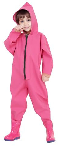 Wathose Kinder Wasserdicht mit Stiefel Kinderwathose Matschhose Jungen Anglerhose mit Stiefel Mädchen Regenhose mit Stiefeln Junior Hosenträger Matschhose Regenstiefel rutschfeste Sohle Gummistiefel