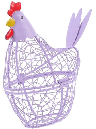 CAXUSD Vintage Hen Egg Basket Metal Decorative Kitchen Storage Egg Holder Easter Basket Home Decor