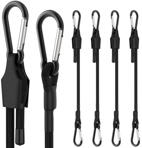 SDTC Tech 24 Inch Adjustable Bungee Cords with Carabiner Hooks, 4 Pack Heavy Duty Outdoor Super Elastic Bungee Straps Easily Adjust from 8 to 30 for Cargo, Bike, Luggage, Carts, Truck