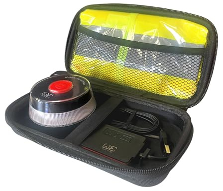 Kit de Seguridad con Funda doble + Chaleco reflectante + Cable de alimentación de baliza + Baliza WE Luz de emergencia V16