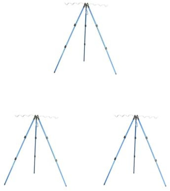 Juego de 3 soportes telescópicos para caña de pescar, soporte de trípode, plegable, portátil, ranura práctica, accesorios duraderos, B, azul