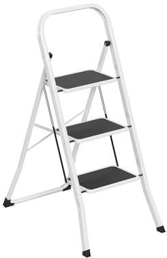 HENGMEI Trittleiter Klapptritt 3 Stufen Leiter Klappleiter Tritthocker Stehleiter Treppenleiter Haushaltsleiter mit Anti Rutsch Pedal Multifunktionale Stufenleiter 150kg Belastbar