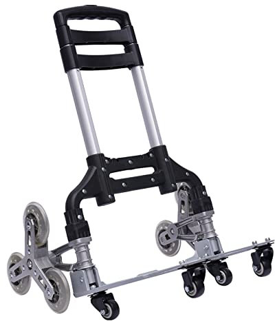Diable d'escalier pliable à 10 roues - Réglable en hauteur - Avec sac étanche jusqu'à 75 kg - Pour maisons, petits magasins et usines, etc
