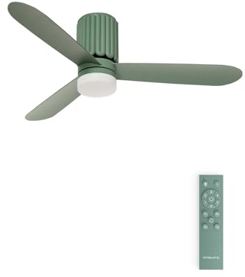 CREATE / WIND CALM SCULPT/Ventilador de techo con luz con mando verde sage / 40W, Silencioso, 6 velocidades, Ø132 cm, programable, función verano-invierno, luz led 3 temperaturas