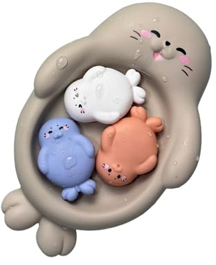 Jouets De Bain Anti-Moisissures,4 Pièces Jouets Flottants pour Le Bain - Animaux à Prise Facile Décoration Éducative pour Dès 18 Mois