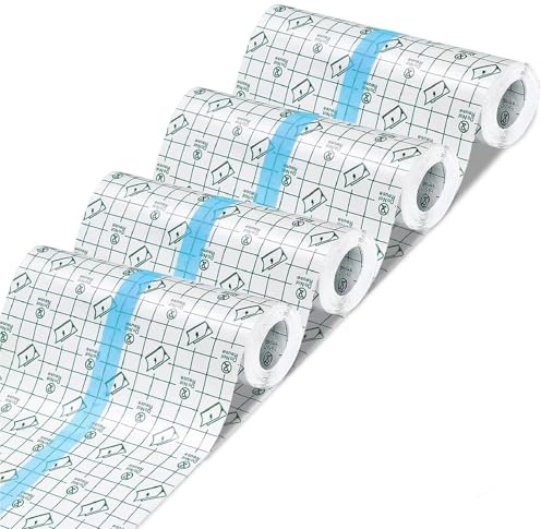 Pmueuff Pansement Tatouage Waterproof, 15cm x 1m Bandage Transparent Imperméable Pansement de Film Bandage Adhésif Médical Transparent Pansement Etanche pour Douches, Protéger Tatouage(4 Rouleaux)