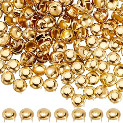 GORGECRAFT 200pz Tachuelas Redondas de Cúpula de Metal Dorado Y Latón de 12mm con Forma de Garra para Manualidades de Cuero Remaches Accesorios para Bolsos Ropa Cinturones Zapatos Manualidades DIY