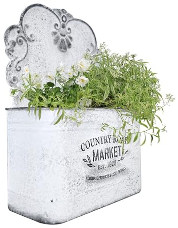 Z&Z ornamentorum Metall Blumentopf Hängend Hängetöpfe für Pflanzen Vintage Blumentöfpe Haken Blumen Hängetopf zum Aufhängen für Balkon Garten Wand Terrasse Innen Außen (Weib)