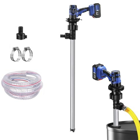 Electric Oil Barrel Pump, 90-150L/min Large Suction Fuel Drum Pump, Battery Powered Oil Transfer Pump, Diesel Transfer Pump, Liquid Transfer Pump Diesel, Kerosene, Water(Aluminum-tube)