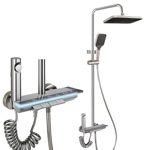 Timisea Duscharmatur Komplettset Duschsystem mit Regendusche, Duschpaneel ohne Armatur, Duschkopf mit Schlauch und Halterung, Regenwalddusche Set für Badewanne und Dusche