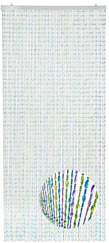 Kobolo Türvorhang RAINBOW | 100x230 cm | 80 Stränge | bunt | dekorativer Perlenvorhang aus Kunststoffperlen | ideal als Fliegenvorhang, Raumteiler oder Türdeko für Balkon, Terrasse, Küche & Wohnzimmer