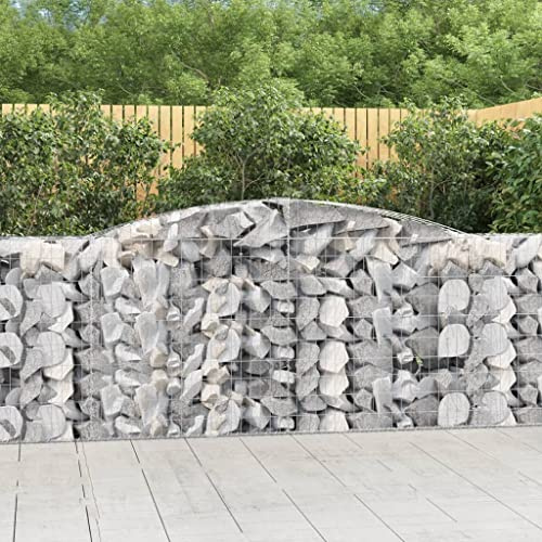 Lot de 5 parterres de fleurs surélevés pour jardin, gabions avec arche surélevée, en fer galvanisé, 400 x 50 x 100/120 cm
