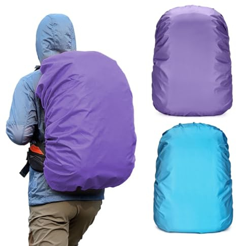 DOKRIN Fundas para mochilas,Paquete de 2 fundas impermeables para mochilas, cubiertas para lluvia de alta visibilidad, protectores impermeables para mochilas de 30 a 40 litros