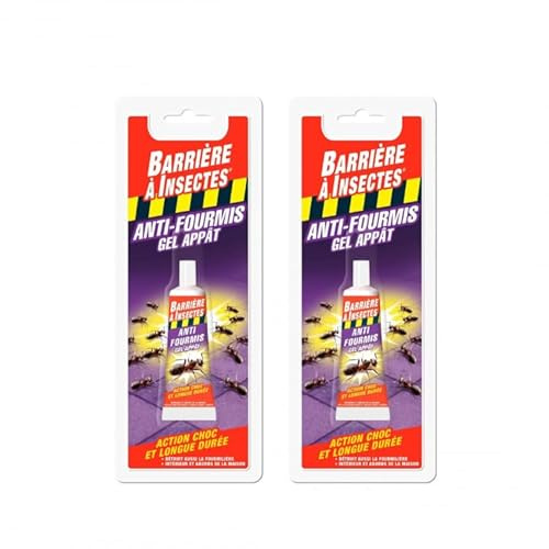Barrière à Insectes Anti-Fourmis Gel Appât, Action Choc et Longue Durée, Lot de 2 Tubes