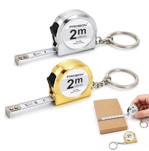 2 Stück Massband 2m,Maßband 2m,Mini Maßband mit Schlüsselanhänger | Einziehbarer Schlüsselanhänger,Measuring Tape mit Klarer Skala,für Zuhause,Büro und Heimwerkerprojekte(Gold und Silber)