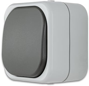 REV AquaTop Ausschalter - Wechselschalter Feuchtraum IP44, Aufputz, grau