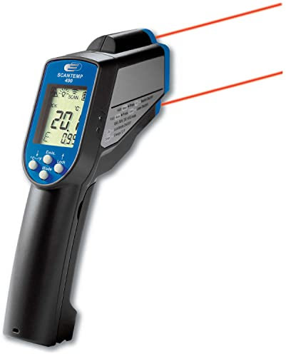 TFA Dostmann Scantemp 490 Infrarot-Thermometer, berührungloses Messen, Oberflächentemperatur, für den Profi-Einsatz, Schwarz, (L) 48 x (B) 130 x (H) 245 mm