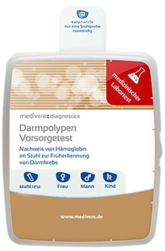 medivere Labordiagnostik Darmpolypen Vorsorgetest Stuhltest - Laboranalyse zum Nachweis von Blut im Stuhl - Darmkrebs Selbsttest