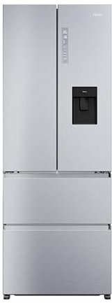 Haier FD 70 Series 5 HFR5719EWMG - Frigorífico Puerta Francesa, Dispensador Agua, Cajones Direct Access, Circular AirFlow, Motor Inverter, My Zone, Total No Frost, 70x190 cm, 444L, Luz LED, Inox