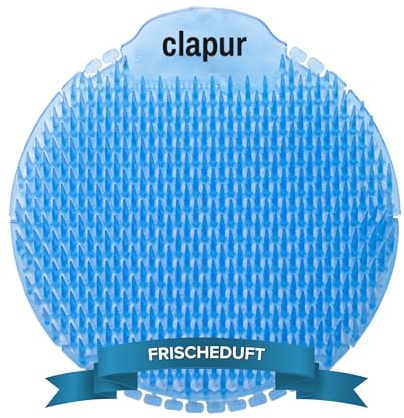 clapur Pro Urinal-Sieb (1x), Patentierter Spritzschutz fürs Männer-Pissoir, reduziert Spritzer & Gerüche, frischer Baumwollblütenduft, 60 Tage wirksam, passend für alle Urinale, rund, blau
