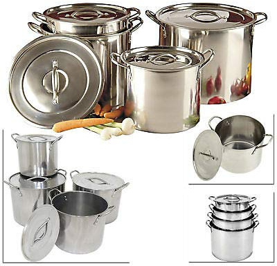 Vintage Gourmet ® Stainless Steel Stock Pot with Lid - Bottom Deep Stew Sauce Soup Pasta Cooking Pot Home Brew Boiling Catering Pot (24cm Diameter x 20cm High - 8.5 Litre)