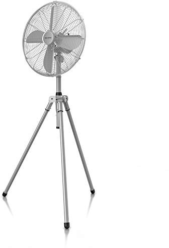 Brandson – Standventilator mit Dreibeinstativ - Ventilator Edelstahl Design - mobiler Lüfter - 3 Geschwindigkeitsstufen - 60 Watt - 45 cm Durchmesser - Silber Edelstahl