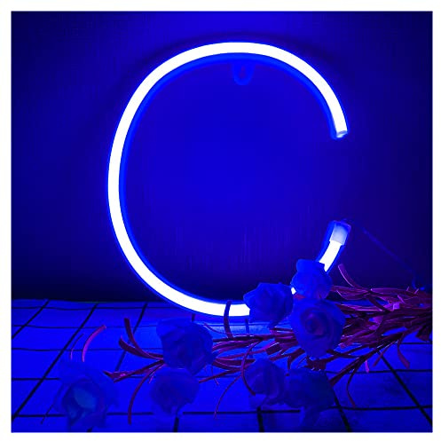 ENUOLI Neon Letter C Light Signs LED Blue Alphabet Word Marquee Wall Lamps Battery/USB Operated Neon Word Wall Sign Light Up Bar Wedding Party Cafe Bedroom Nursery Decor Christmas Birthday (C)