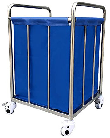 SGSG Wäschesortierwagen Krankenhaus Hotel Groß mit Taschen & Rädern - Edelstahl Kinderzimmerkorb/Wäschebehälter/Aufbewahrungskorb für schmutzige Kleidung