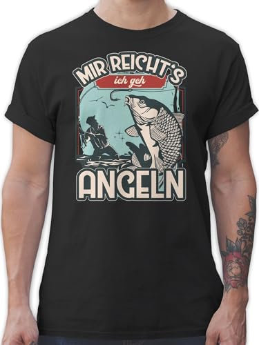 T-Shirt Herren - Angler Geschenke & Zubehör - Mir reicht's ich GEH Angeln - S - Schwarz - angelshirts Angel gehe Shirt angelbekleidung Fischerei Tshirt angelshirt fischen für männer Fisch Tshirt.