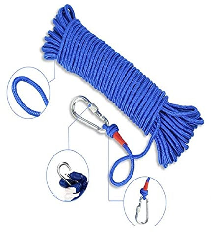 3 Couleurs Corde de sécurité d'escalade extérieure avec Crochet 6mm 10 / 20m Sécurité à Haute résistance à la sécurité Tool d'économie de la Vie Corde d‘Escalade (Color : 6mmX20M Blue)