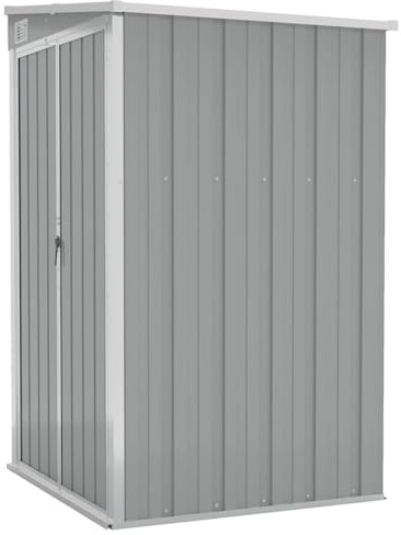 vidaXL Wand Geräteschuppen Geräteschuppen Gartenhaus Gerätehaus Gartenschrank Gartenschuppen Fahrradhaus Schuppen Grau 118x100x178cm Verzinkter Stahl
