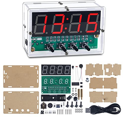 MiOYOOW 4-Digit Rechargeable Digital Clock Soldering Kit for School & Home