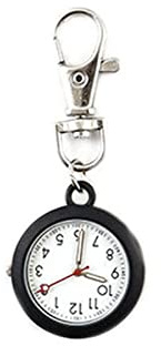 Montre à quartz porte-clés, montre d'infirmière, montre de poche pour les infirmières et les médecins - Cadeau pour les femmes en noir
