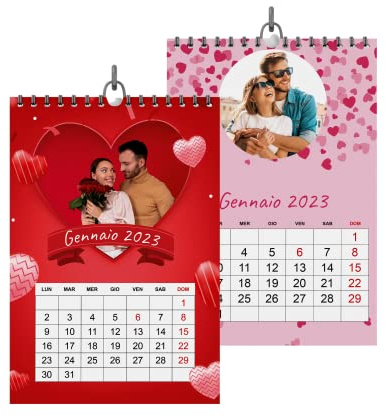 Wandkalender 12 Monate 2024/2025, personalisierbar, mit Foto Ihrer Wahl, perfektes Geschenk zum Valentinstag, besonderes Geschenk. Format (20 x 15) oder (33 x 43 cm)