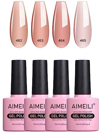 AIMEILI UV LED Gellack mehrfarbig ablösbarer Gel Nagellack Nude Gel Nail Polish Set - 4 x 10ml - Kit Nummer 22