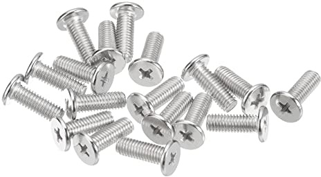 uxcell M5-0.8 x 14mm 20Pcs Flat Round Head Screws 304 Stainless Steel Phillips Drive Machine Screws Hardware Fastener for Furniture Connection
