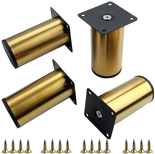 Roellgs Furniture legs, round metal sofa legs, cabinet legs with mounting screws, for home office bed workbench (10cm)