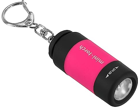 PATIKIL 2.1 Mini Ricaricabile LED Portachiavi Torcia, EDC Portatile Piccola Torcia con USB Ricarica per ogni giorno Trasporto, Brillante Rosa