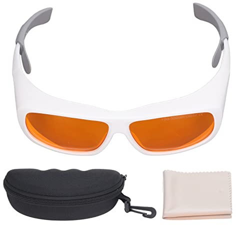 Gafas de Seguridad Láser OD 5 190nm a 500nm Longitud de Onda Gafas Láser Profesionales Protección Ocular para Máquinas de Grabado (Blanco)