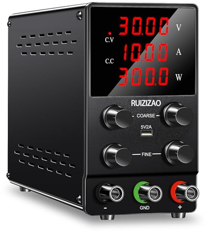 RUZIZAO Labornetzteil 30V 10A Regelbar: Labornetzgerät Variablen Schaltnetzteil Geregeltes Hochpräzises 4-stelliges LCD-Display 5V/2A USB-Anschluss Labor DC-Stromversorgungen
