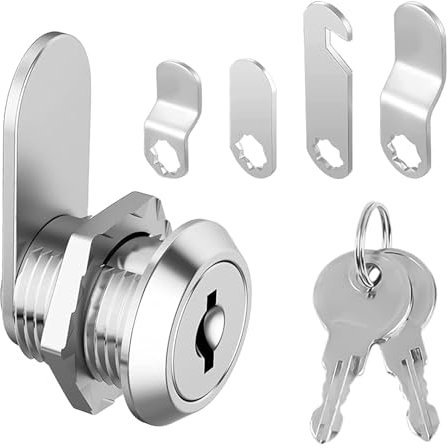 Letterbox Lock 16 mm Comes with 5 Different Lock Plates,Mailbox Cabinet Cam with 2 Key Alike,for Letterbox Letter Box Lever Furniture Drawers Dresser Cupboard Door